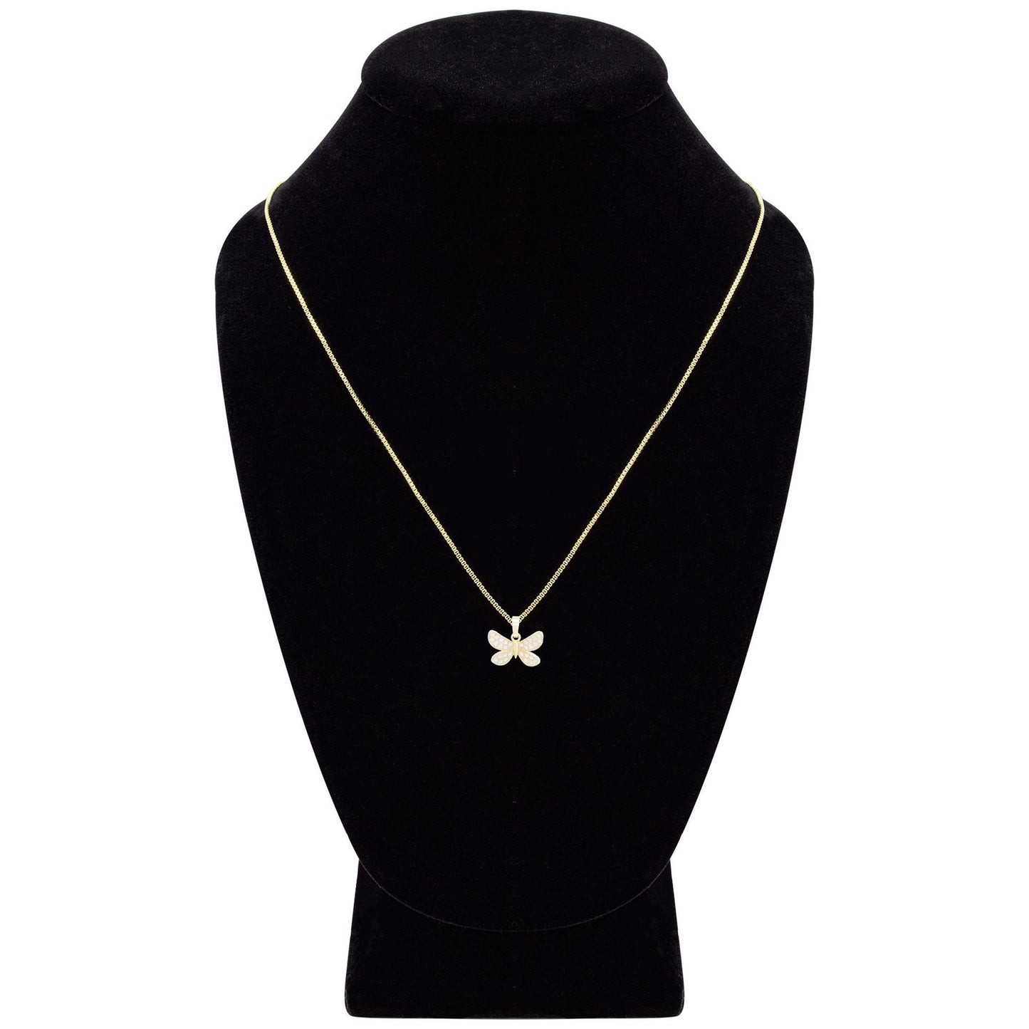 14K Gold Butterfly Pendant Necklace Set