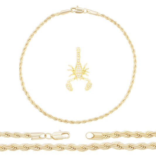 Rope 14K Gold Filled CZ Heart Anklet